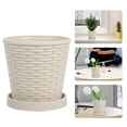 thumbnail image 4 of Miangastore 1pc Durable Plastic Flower Pot Imitation Bamboo Woven Flowerpot for Home, 4 of 8