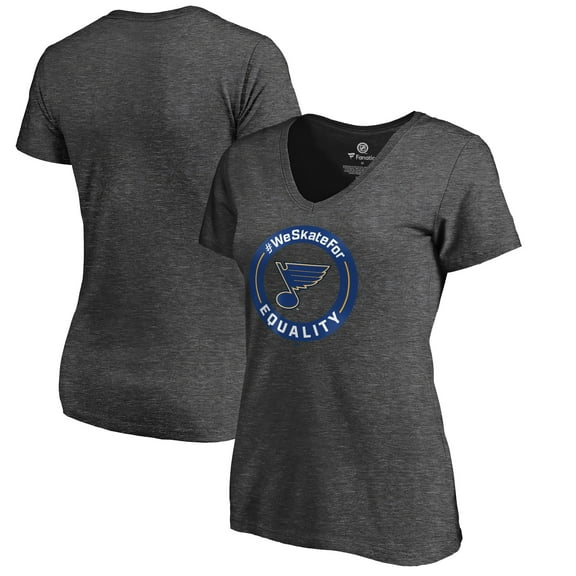 Women's Heather Gray St. Louis Blues #WeSkateFor V-Neck T-Shirt