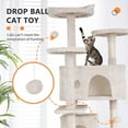 thumbnail image 2 of BestPet 54in Kitten Activity House with Cat Scratching Posts Stand House Cat Condo with Funny Toys Beige, 2 of 7