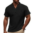 thumbnail image 2 of MIXUE Shirts For Men Summer Solid Color V Neck Short Sleeve Casual Pullover Tops Tee Shirts Sportswear,Black,XXL, 2 of 4