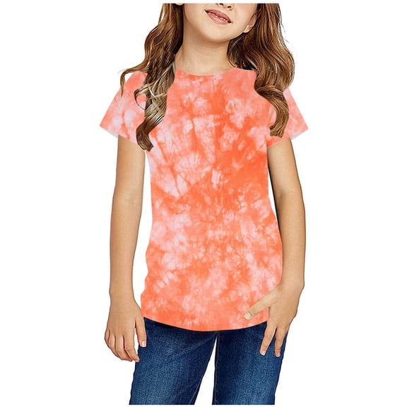 Yutk Toddler Clothes for Girls Shirts for Kids Short Sleeve Graphic T-Shirt Round Neck Crop Top for 3-14 Years Girls and Boy T-Shirt Tee Orange