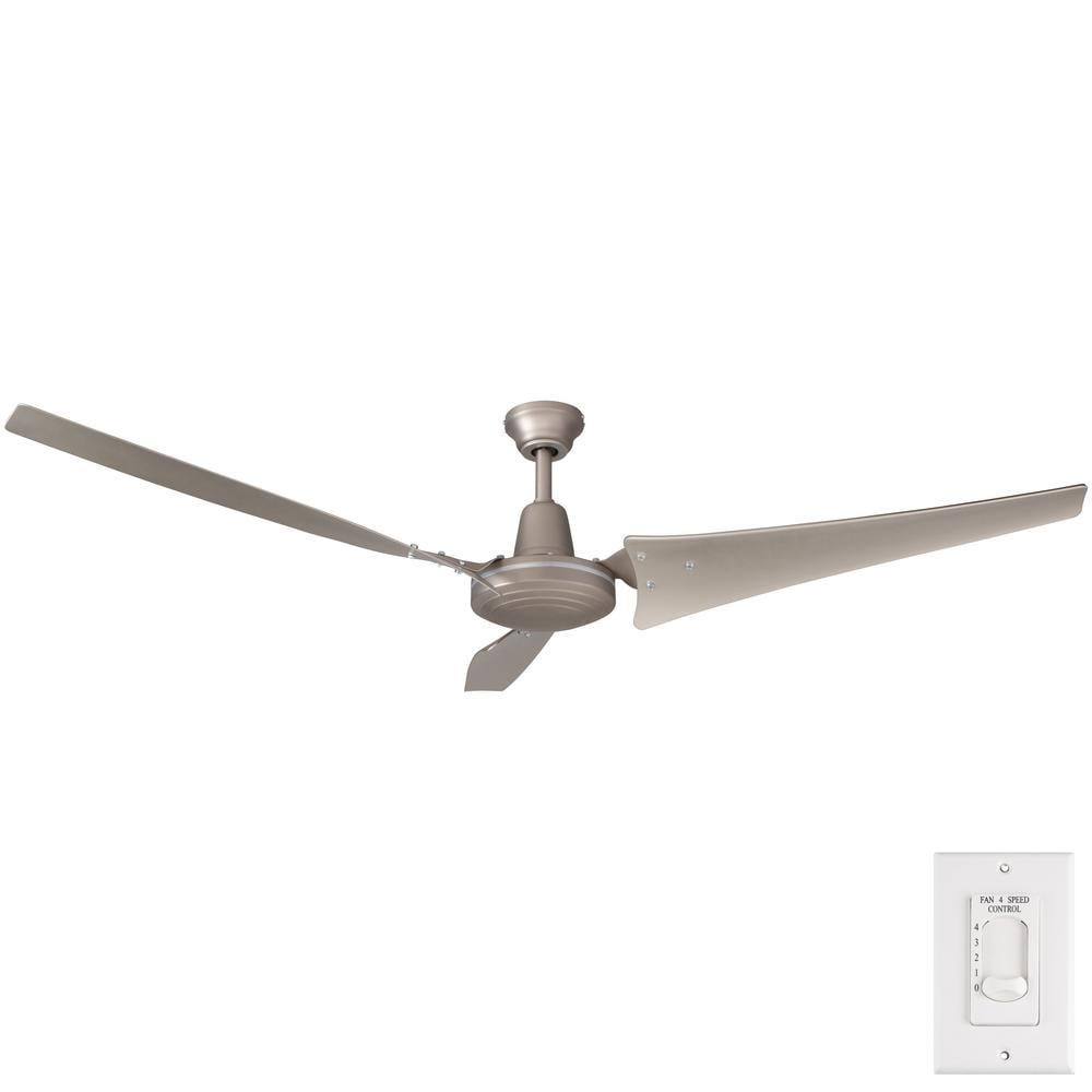 Hampton Bay Ashburton 60 in Indoor Brushed Nickel Ceiling Fan New 