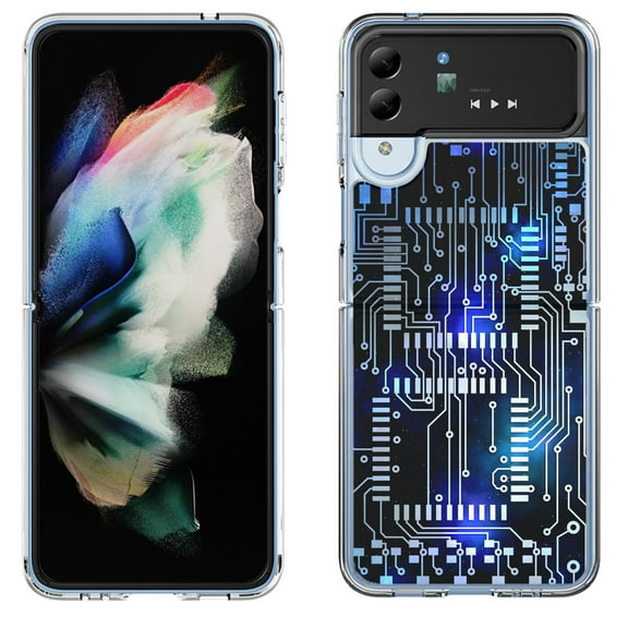 Shockproof Bumper Phone Case for Samsung Galaxy Z Flip 4 5G, by OneToughShield ® - Cosmos Circuit