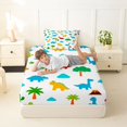 thumbnail image 4 of Homewish Lovely Dinosaur Twin Sheets,Cartoon Animal Themed Bedding,White,3-Piece,1 Fitted Sheet and 1 Pillowcase, 4 of 6