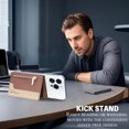 thumbnail image 4 of Allytechgroup Magnetic Card Holder Wallet Compatible with iPhone 16/15/14/13/12 Series, RFID Blocking PU Leather MagSafe Wallet with Kickstand & Zipper Pocket, Holds 6 Cards & Cash, Brown, 4 of 12