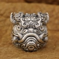 thumbnail image 3 of 925 Sterling Silver Kylin Lion Ring Biker Punk Jewelry TA374 Small Model US Size 7.5, 3 of 17