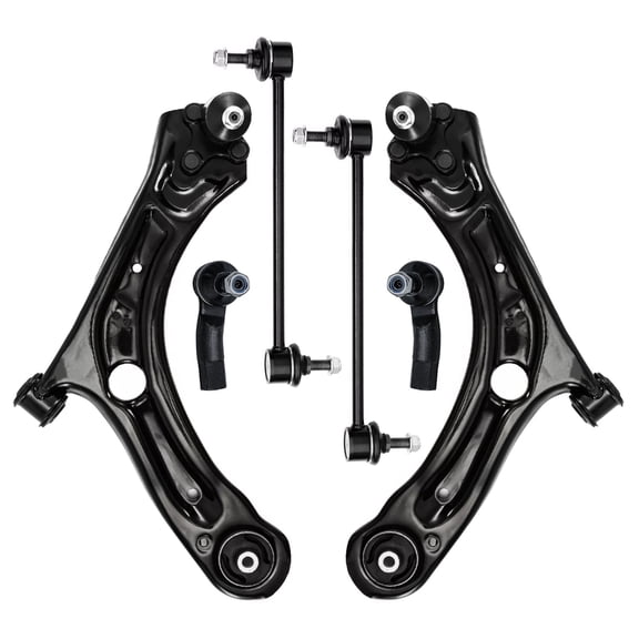 Detroit Axle - FWD 6pc Front End Suspension Kit for 2012-2022 Volkswagen Passat 2012-2019 Beetle, 2 Lower Control Arms w/Ball Joints 2 Stabilizer Sway Bars 2 Outer Tie Rods Replacement