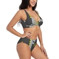 thumbnail image 2 of Wukai Cute Dinosaur Women's Bikini Set Two Piece,wimsuit High Waisted V Neck Twist Front Adjustable Spaghetti Straps Bathing Suit-X-Large, 2 of 7