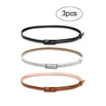 thumbnail image 3 of INSPIRE CHIC Women's Solid Color Leather Skinny Belts with Alloy Buckle Black+White+Khaki, 3 of 7