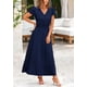 thumbnail image 5 of Vestido largo PRETTYGARDEN Verano 2025 con cuello en V y volantes, azul marino, 5 of 9