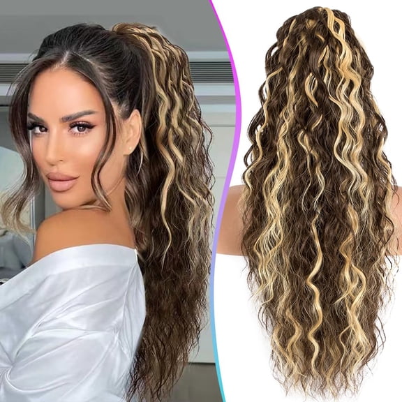 Claw Clip Ponytail Extension for women - 26" Long Curly Drawstring Ponytail Hair Extensions for Women, Strong Hold Fluffy Natural Looking Synthetic Hair Pieces for Daily Use