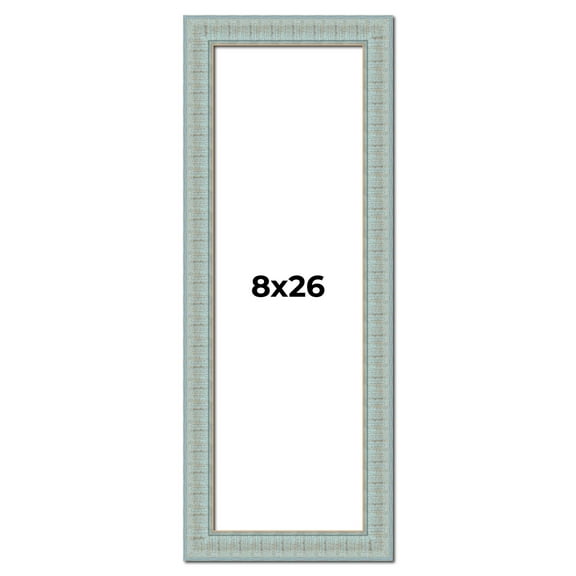 8x26 Frame Blue Teal Distressed Solid Wood Picture Frame | 1.625 Inch Moulding Width | Sonoma Blue