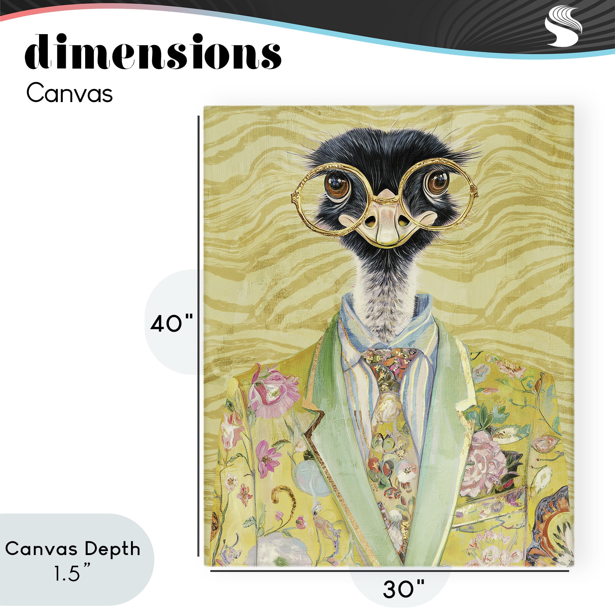 Stupell Industries Dandy Ostrich Portrait Canvas Wall Art, design by Svetlana Aleynikova