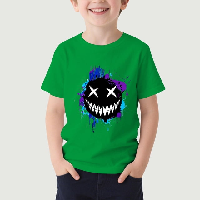 hengsof T-Shirt Graphique à Manches Courtes pour Enfants Unisexe, Motif Imprimé Mignon, Col Rond Décontracté, T-Shirt d'Été Léger pour Jouer, Haut pour 1-13 Ans