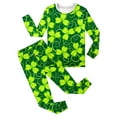 thumbnail image 2 of Girls Outfits Boys St. Patrick's Day Long Sleeve Cartoon Prints Tops T Shirt Pants Girls' Clothing Sets, 2 of 5