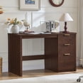 thumbnail image 6 of Fluted Executive Desk, 48" Modern Wood Home Office Desk with File Drawer & Metal Handles, Computer Writing Desk, Walnut, 6 of 9
