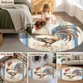 thumbnail image 5 of Round Rugs 5Ft, Retro Rooster Round Area Rug Washable Indoor Throw Carpet, Farmhouse Striped Watercolor Animals Soft Non Slip Circle Rug for Cabinet Bathroom Home Decor Aesthetic, 5 of 8