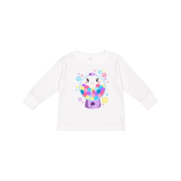 Inktastic Cute Gumball Machine and Bubbles Boys or Girls Long Sleeve Toddler T-Shirt
