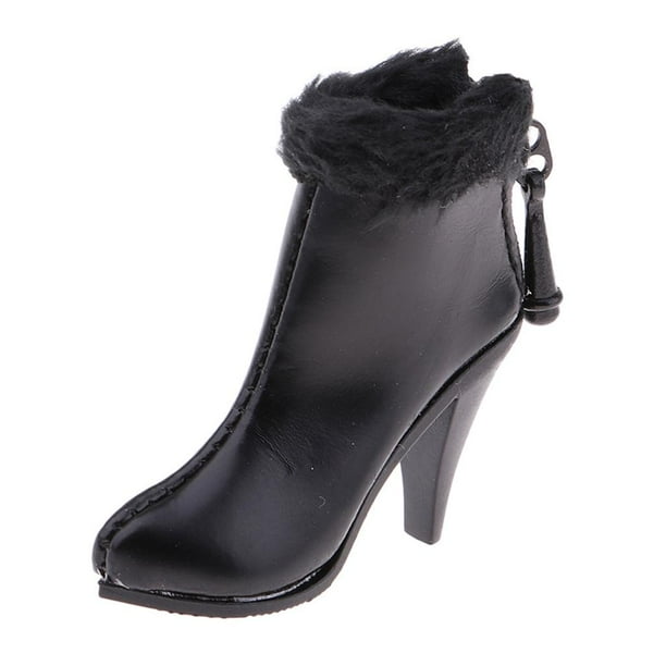 Zapatos de bota de tobillo de tacón alto 1/6 para femenina B de 12 '' HT Negro Zulema Figura de acción Tacones altos