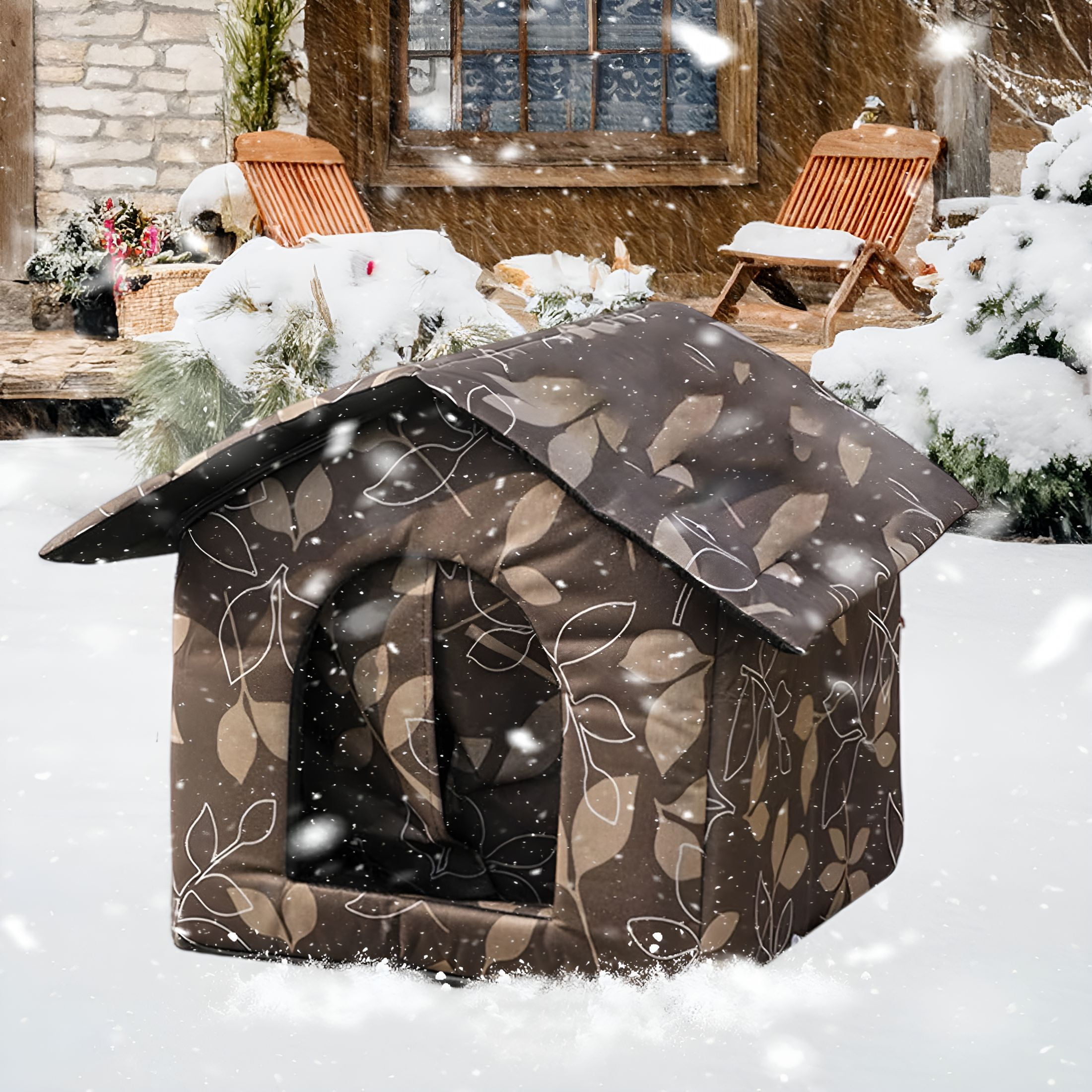 XIBUFE Insulated Outdoor Cat Shelter for Winter - Waterproof Feral Cat House with Thermal Warmth, Weatherproof Stray Pet Shelter with Foldable Design and Easy Clean Interior