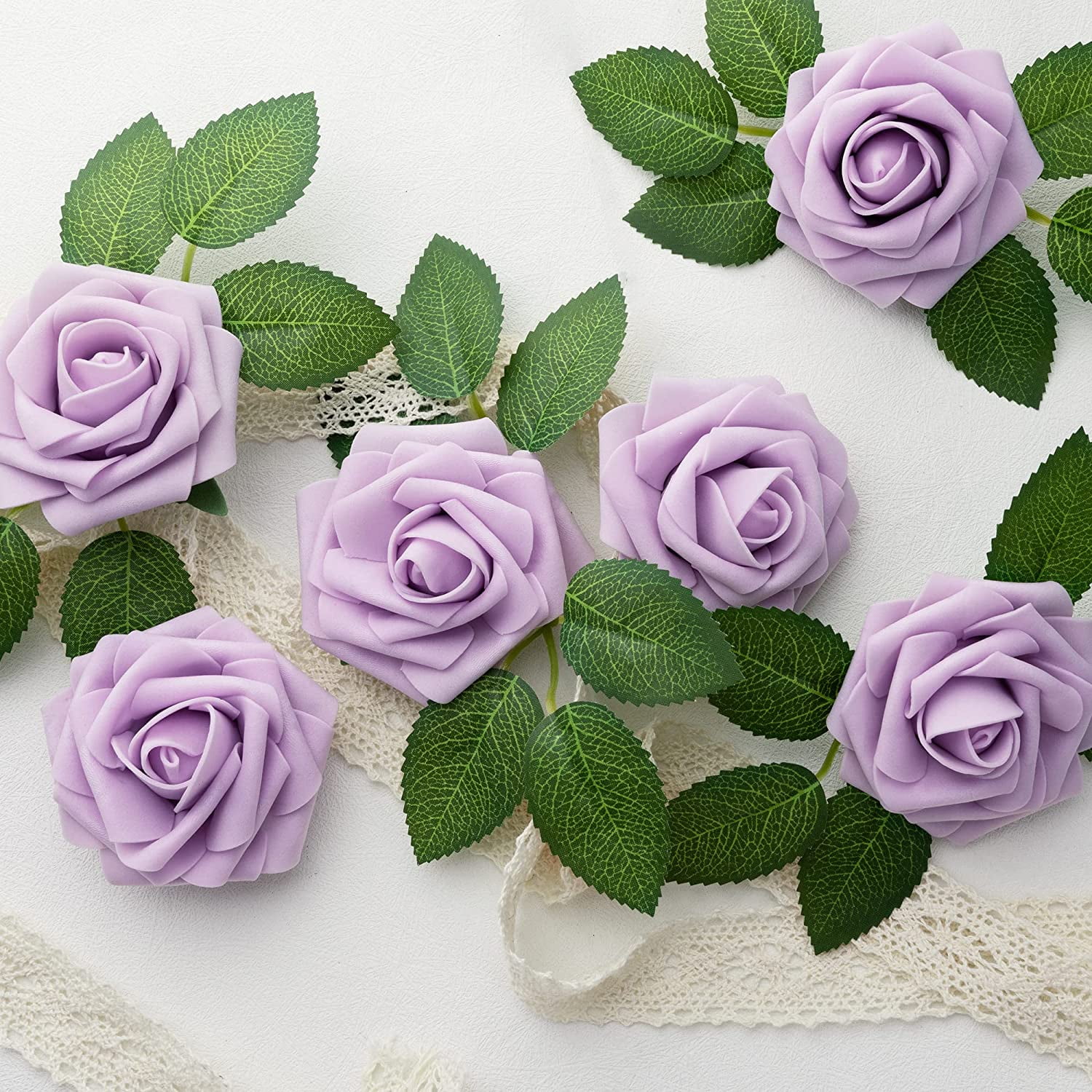 N&T NIETING Artificial Flowers Royal Purple Combo for Decoration - Real  Touch Roses, Faux Flower Stems, and Floral Foam for DIY Floral Arrangements