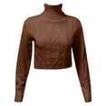 thumbnail image 5 of Duoif Sweaters for Women Trendy Women's Long Sleeved Floral Knitted Soft Pullover Short Sweater Women's Sweaters Womens Tops Brown L, 5 of 5