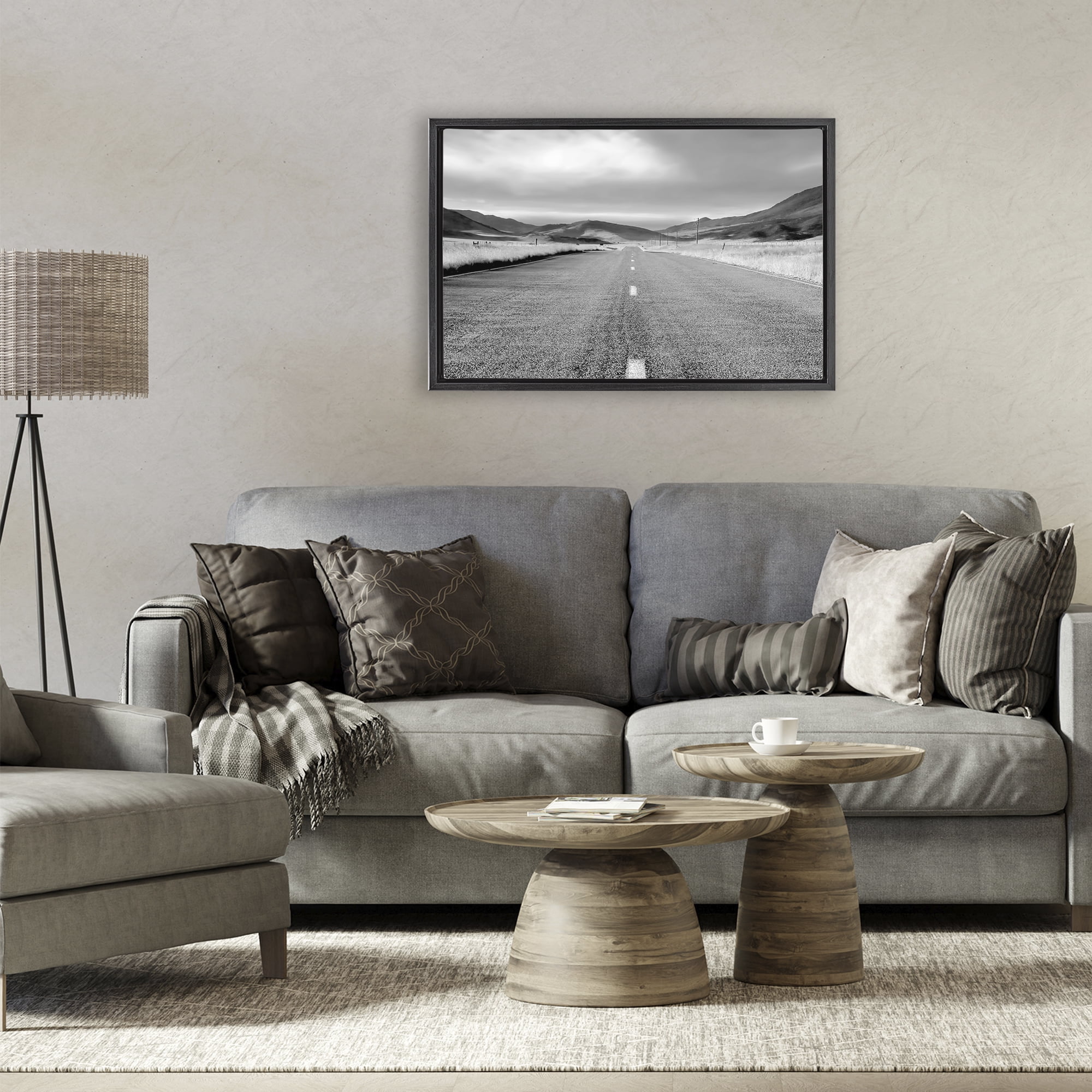Stupell Industries Open Road Through Rolling Hills Black Framed Floater Canvas Wall Art, design by Steve Toole