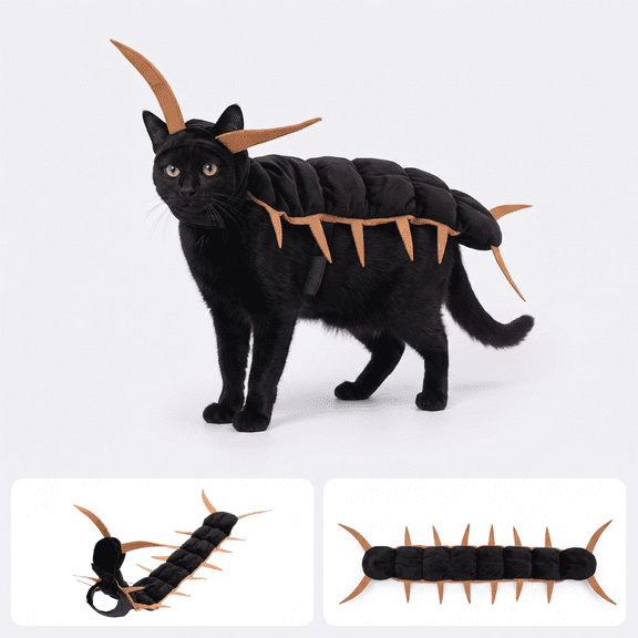 Halloween Cat Centipede Costume, Funny Centipede Halloween Outfit, Plush Pet Outfit,Gold