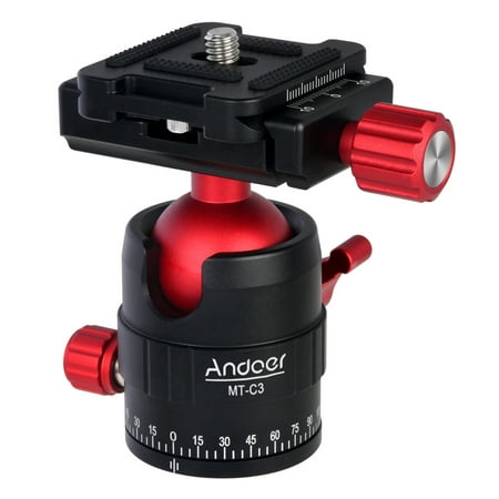 Image of Andoer MT-C3 Compact Size Panoramic Tripod Ball Head Adapter Rotation Aluminium Alloy with Quick Release Plate