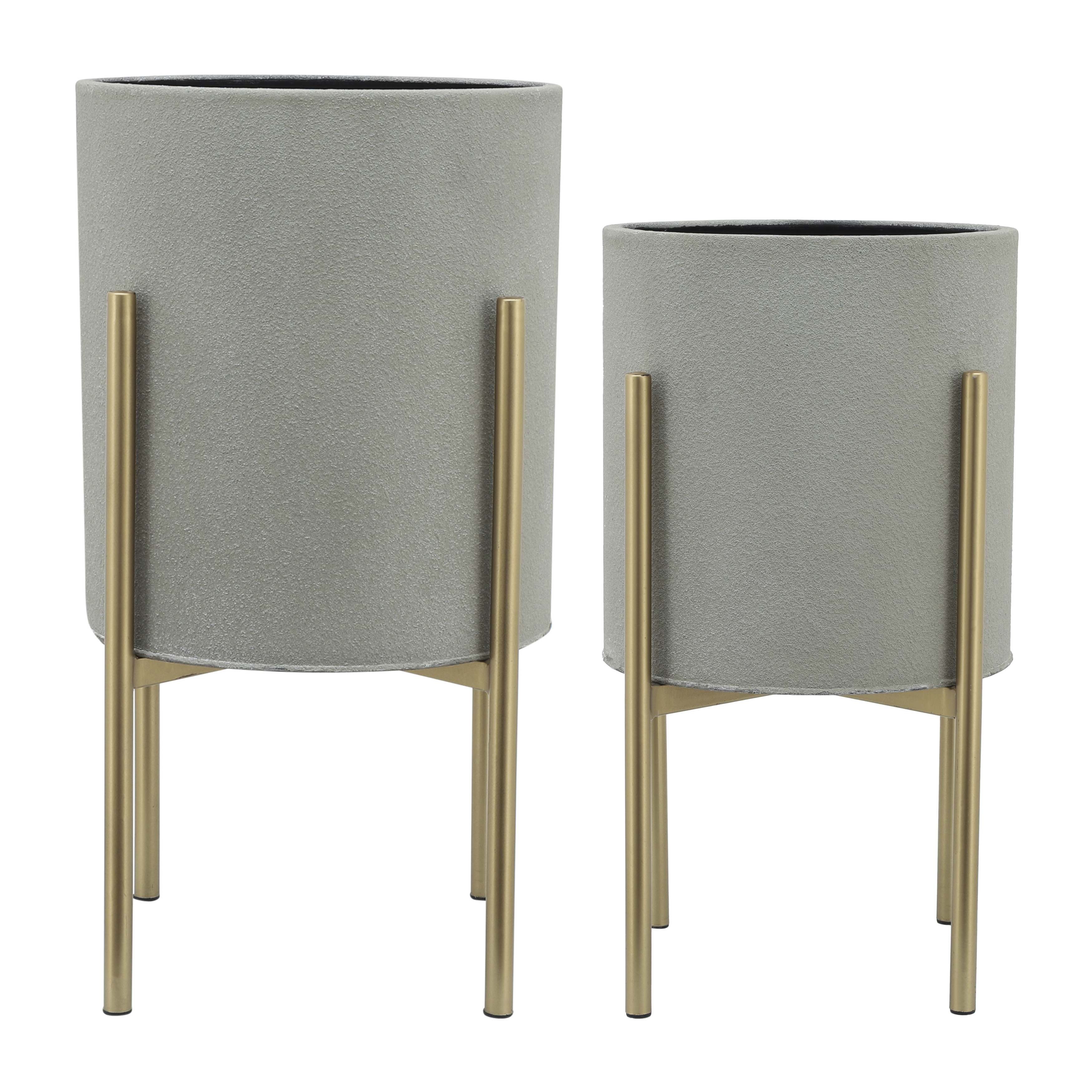 Fioriera In Ceramica Avorio Con Pois Rialzati E Supporto In Legno Di Gomma - Sagebrook Home, Diametro 25,4 Cm X Altezza 30,5 Cm
