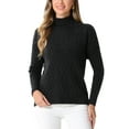 thumbnail image 1 of Suéter de cuello alto INSPIRE CHIC para mujer, de manga larga, de punto elástico, abrigo de invierno, negro, XL, 1 of 1