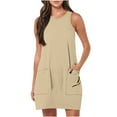 thumbnail image 1 of LSLJS Nouvelle Robe Sans Manches à Col Rond avec Poche pour Femmes, Robe d'Été de Plage, 1 of 7