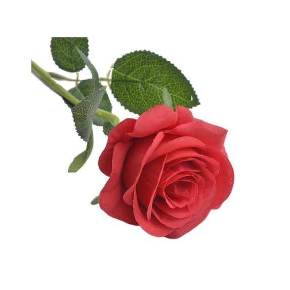 20 Pieces Fake Roses Portable Solid Color Simulation Household Wedding Party Artificial Flower Branch Photography Prop Red