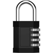 ZHEGE Gym Lock, 4 Digit Combination Lock, Locker Lock and Employee Locker, Hasp and Storage - Easy to Set Your Own Keyless Resettable Number Lock (Black)