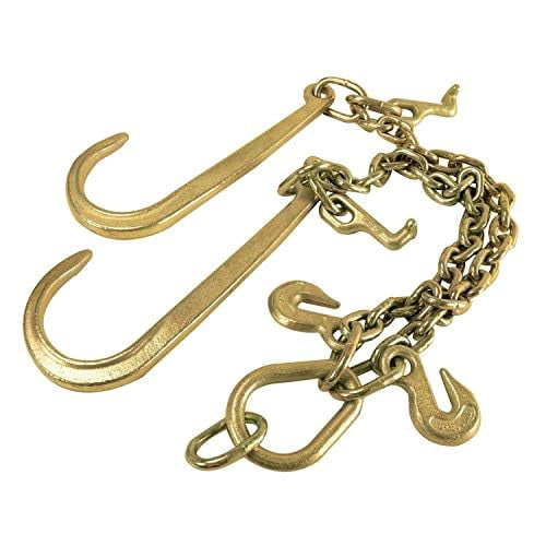 Tow Chain J-Hook 3/8" X 2' V-Type w/ G70 Grab Hook Tractor Car Wrecker Truck Tie