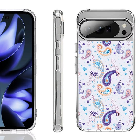 For Google Pixel 10 / 10 Pro Shockproof Phone Case, by OneToughShield - Paisley Purple