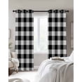 thumbnail image 3 of Black White Plaid Blackout Curtains, Light Blocking Print Window Curtains, Farmhouse Modern Art Checkered Thermal Insulated Window Drapes for Living Room Kitchen Cafe 2 Panels, 84"W x 63"L, 3 of 9