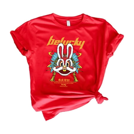

HIBRO Toddler Boys Girls Kids Chinese Year Of Rabbit Chinese New Year Letters Prints Cute Top T Shirt Boys Top 4t Colla Shirt