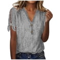 thumbnail image 2 of Fiudx Liquidación de Ofertas Flash Blusa de Manga Corta de Verano con Cuello En V para Mujer, Sexy, Informal, con Estampado Regular, 2 of 5