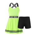 thumbnail image 4 of YUUMIN Girls Tennis Golf Dress Sleeveless Letters Print A-line Dress with Shorts Set for Gym Sport Fluorescent Green 14, 4 of 7