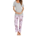 thumbnail image 3 of Avidlove Women Maternity Nursing Pajamas Sets Breastfeeding Floral Sleepwear Short Sleeve Henley Tops and Long Pj Pants Pregnancy Nightwear, 3 of 6