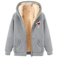 thumbnail image 4 of AUNVITO Women's Fleece Lined Christmas Print Hooded Sweatshirt Jacket Long Sleeve Casual Winter Warm Coat, 4 of 8