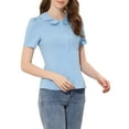 thumbnail image 4 of INSPIRE CHIC Women's Peter Pan Collar Career Button Down Shirt M Light Blue, 4 of 6