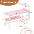 thumbnail image 3 of Costway 48" Computer Desk with Power Outlets, Reversible Office Desk with Storage Shelve Pink, 3 of 10