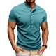 thumbnail image 1 of Tops para hombre, blusas y camisas de manga corta con cuello redondo para hombre, jersey informal de medio botón con cuello redondo y manga corta de color liso a la moda para hombre, top de poliéster, 1 of 8
