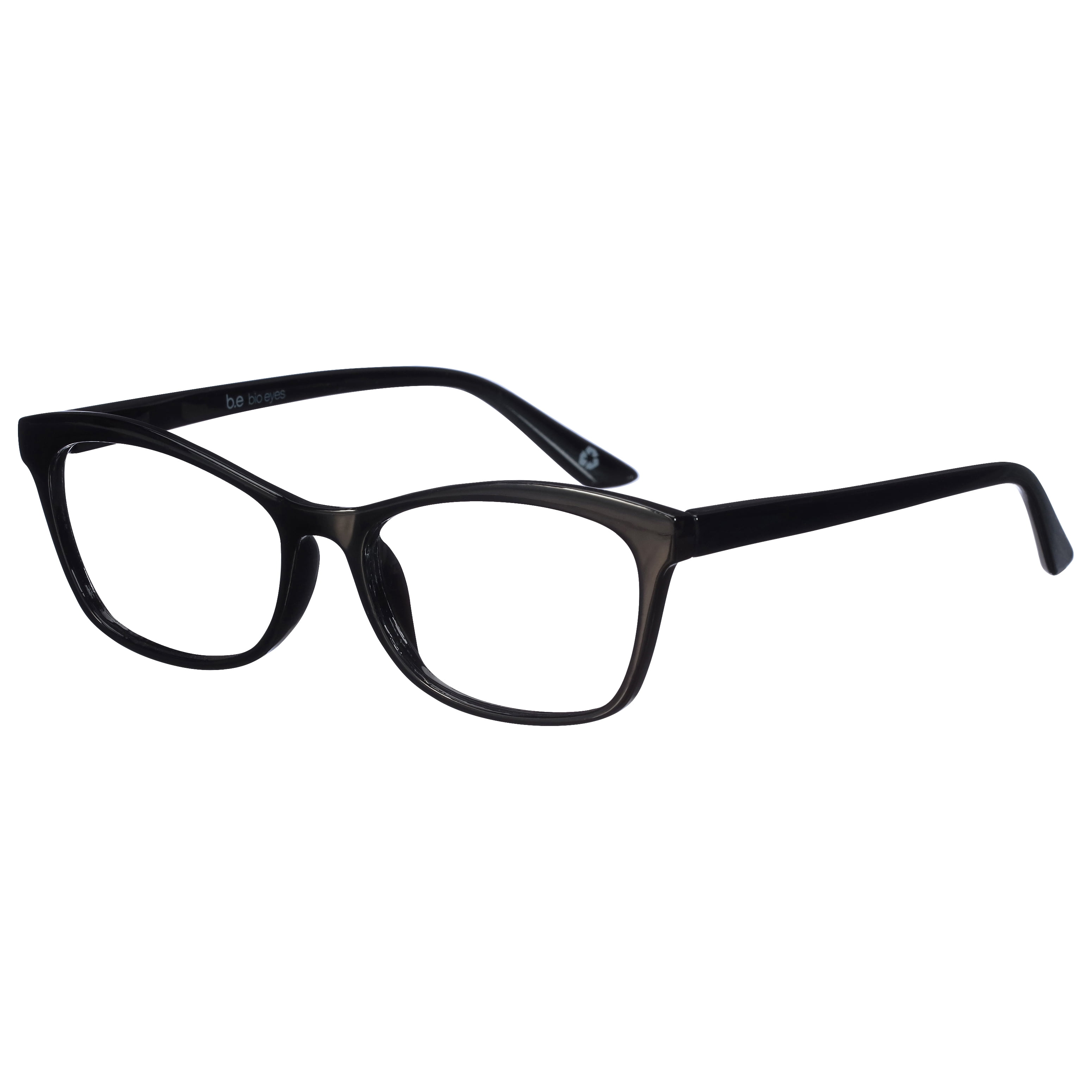 (2 pack) B.E Bio Eyes Womens Cateye Reading Glasses Made from Recycled Plastic Hazel +1.25 in Black