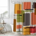 thumbnail image 6 of Polyester Fabric Green Orange Geometric Shower Curtain, Modern Abstract Art Luxury Waterproof Bathtub Curtain Bathroom Decor Set with Hooks 72 x 84 Inches, 6 of 6