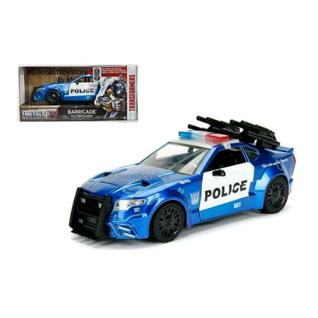 JADA 1:24 W/B - METALS - TRANSFORMERS - BARRICADE - CUSTOM POLICE CAR BLUE