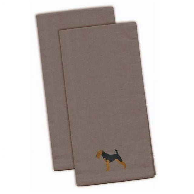 Carolines Treasures BB3385GYTWE Welsh Terrier Gray Embroidered Kitchen Towel - Set of 2