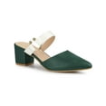 thumbnail image 1 of BLISSFUL STEP Women's Pointy Toe Block Heel Dress Mules Pumps Green White 8, 1 of 7